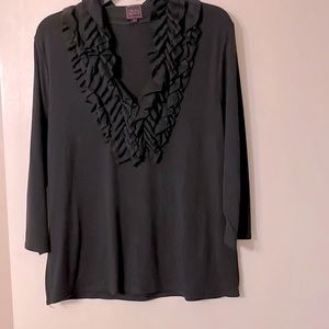 Color Works black ruffle neck to. XL